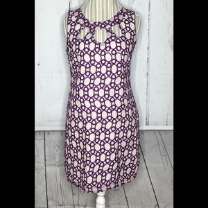 Studio Y Sleeveless keyhole Purple/Tan midi dress